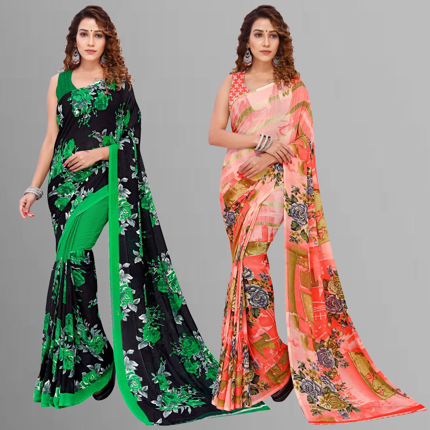 Anand Sarees Floral Print, Printed Daily Wear Georgette Saree