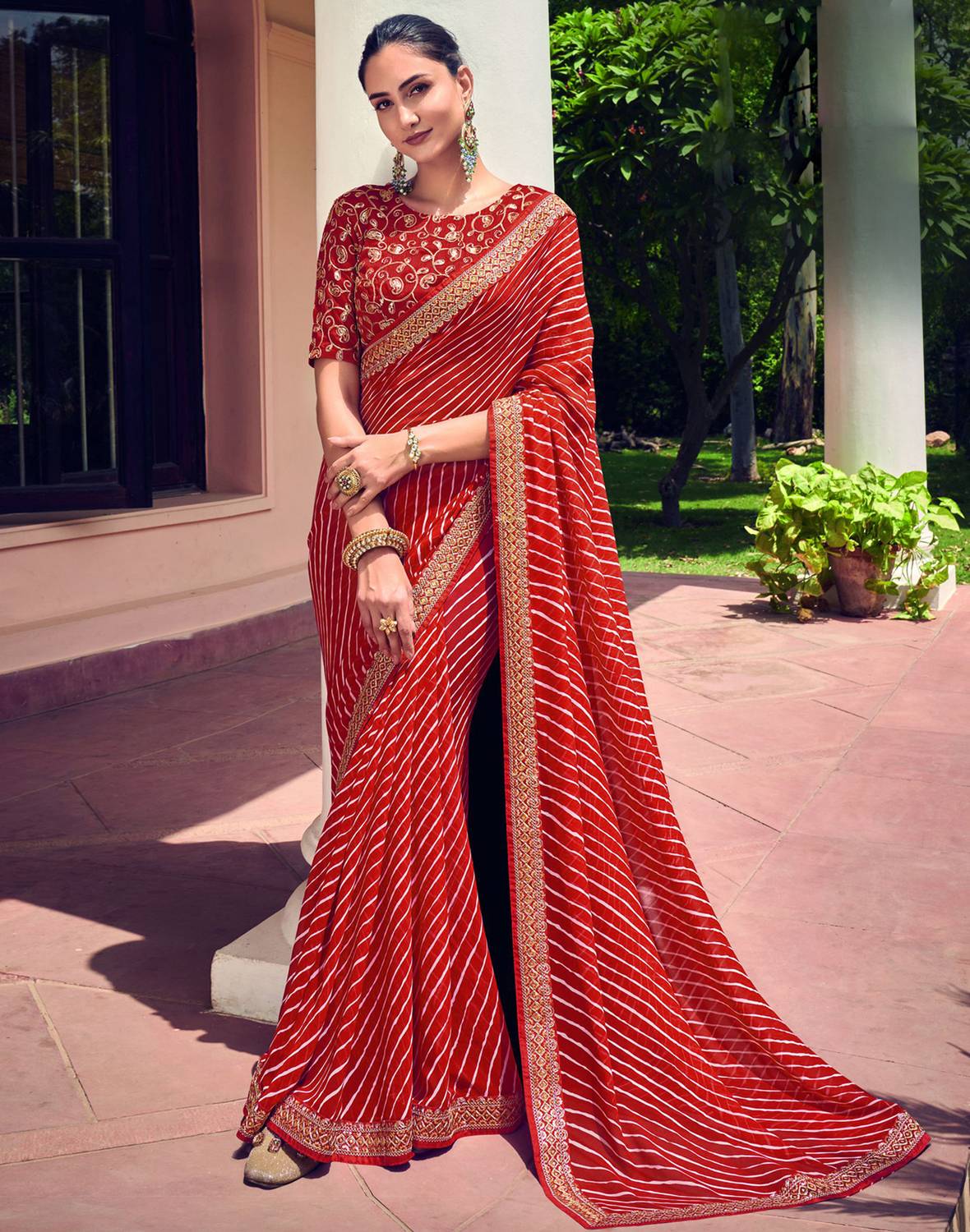 Samah Printed, Embroidered, Embellished Bollywood Georgette, Chif
