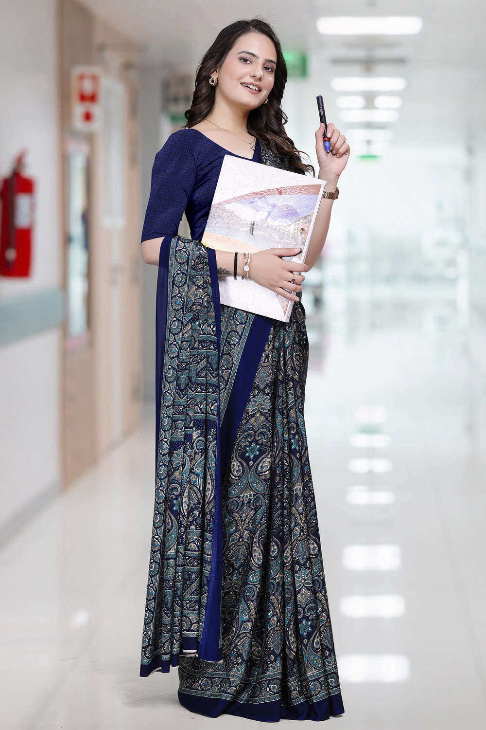 Image of KONICA FAB Printed Daily Wear Crepe Saree