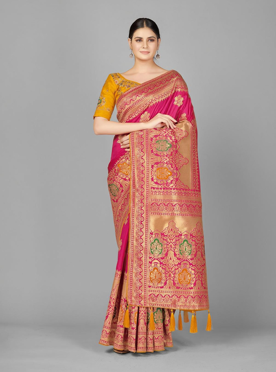 Monjolika Fashion Woven Banarasi Silk Blend Saree