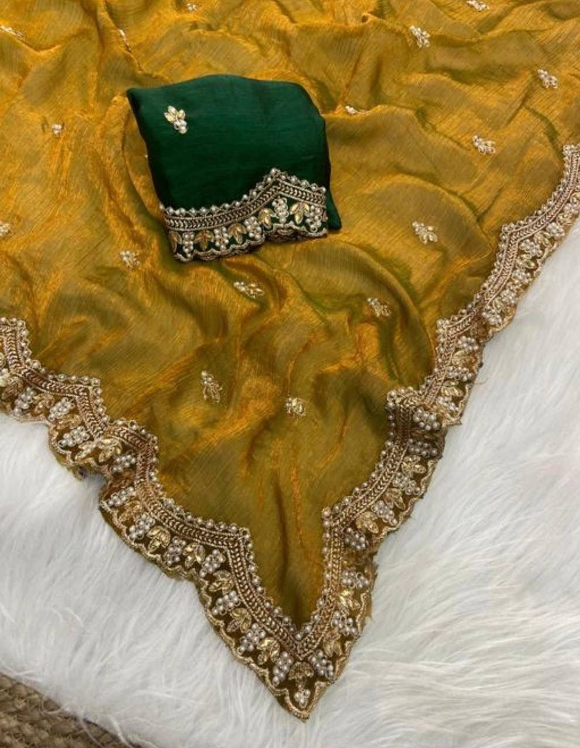 Image of MMSTOREEE Embroidered Assam Silk Art Silk Saree