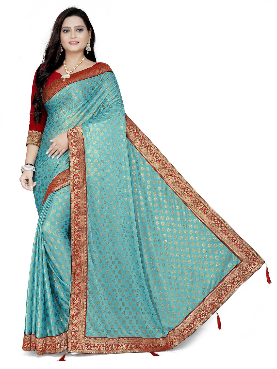 AKFABRICS Printed Bollywood Lycra Blend Saree