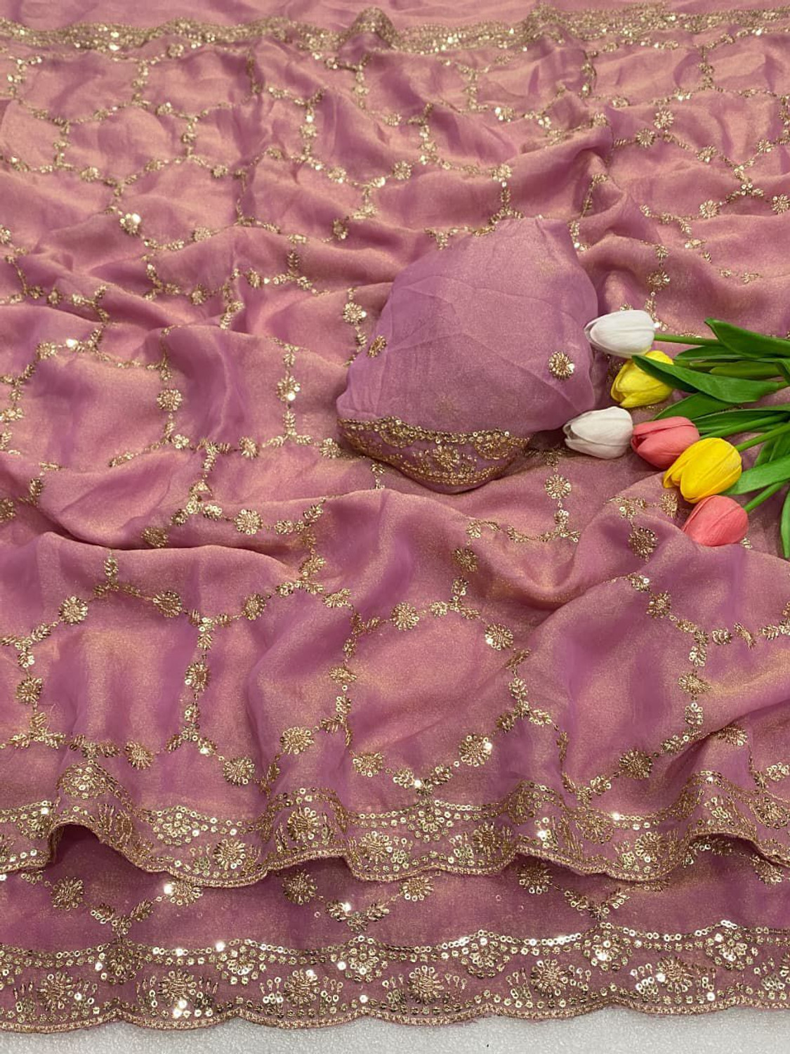 Image of Aaspanth Embroidered Bollywood Georgette Saree