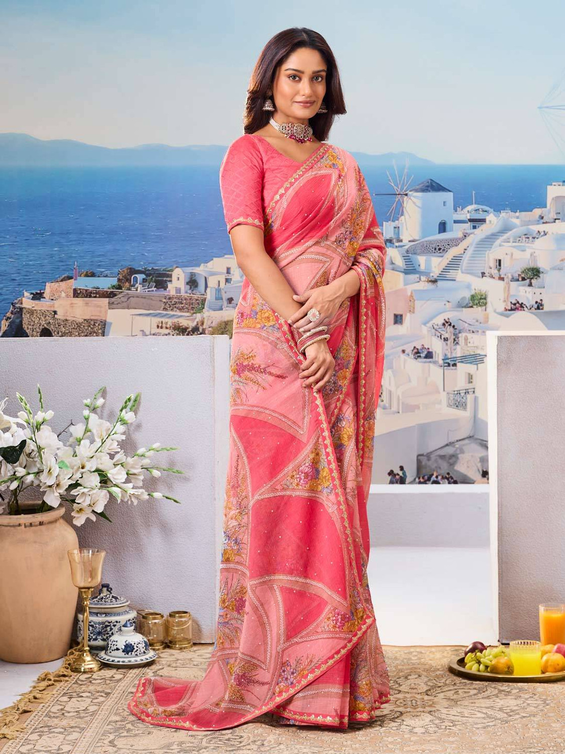 Image of Laxmipati sarees Printed Bollywood Chiffon Saree