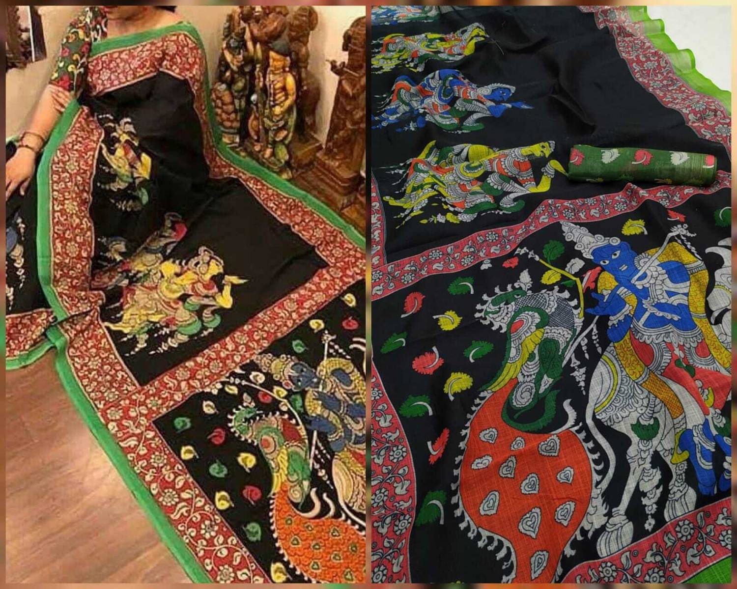 Arpita Fashion Digital Print Madhubani Linen Saree