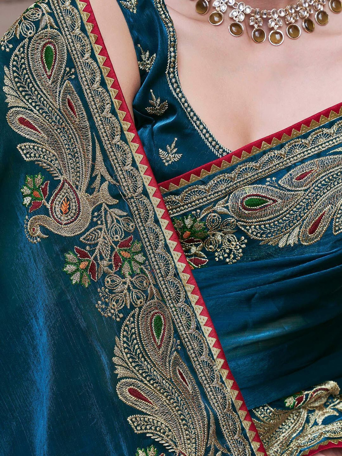 Image of RamKrupa Creation Embroidered Bollywood Silk Blend Saree