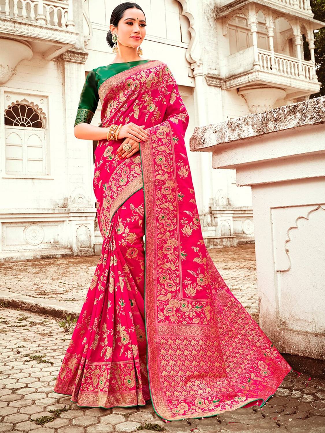 KanjiQueen Woven, Self Design Banarasi Silk Blend, Pure Silk Sare