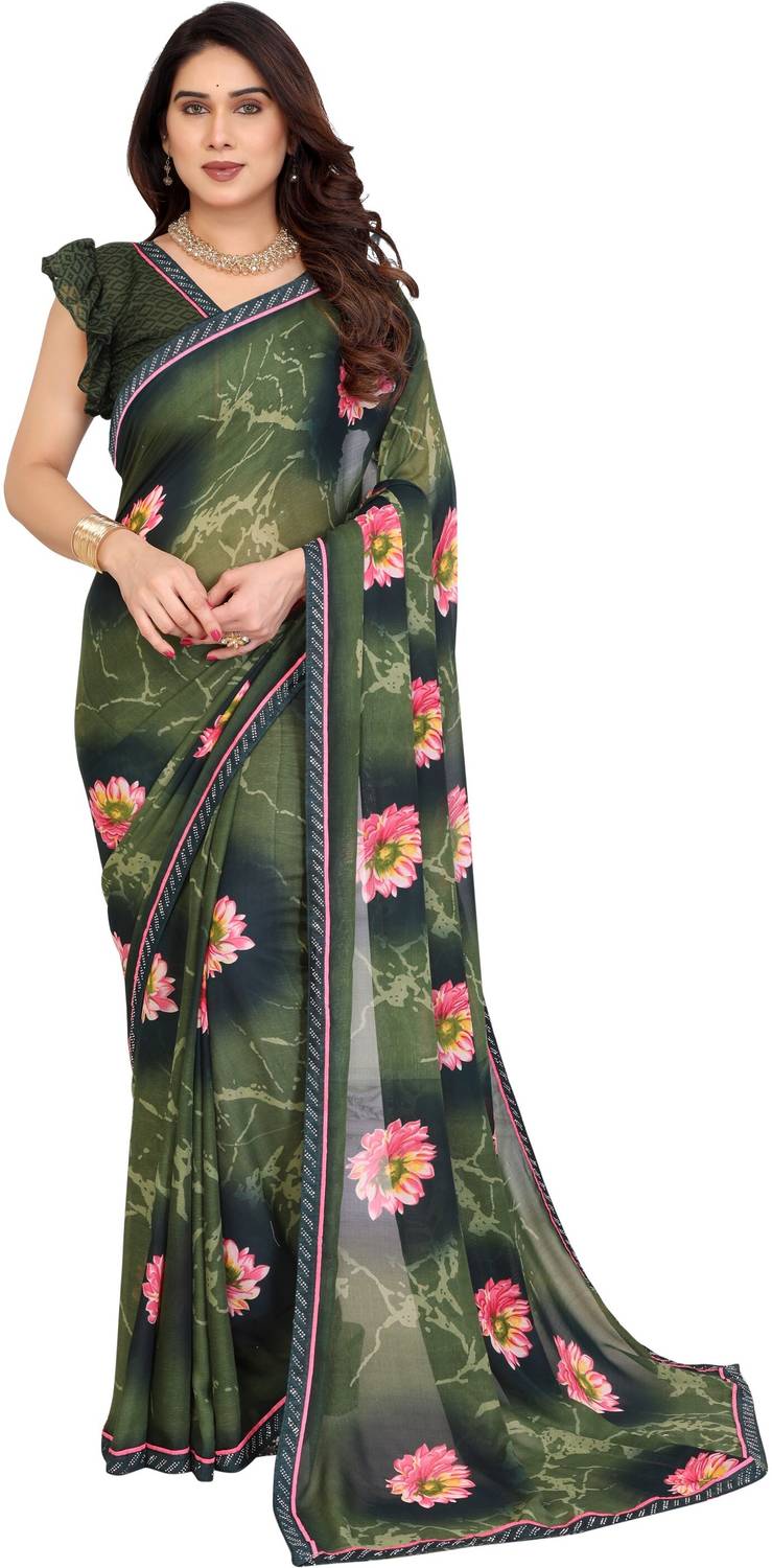 NIRMOHIFASHION Floral Print Bollywood Georgette Saree