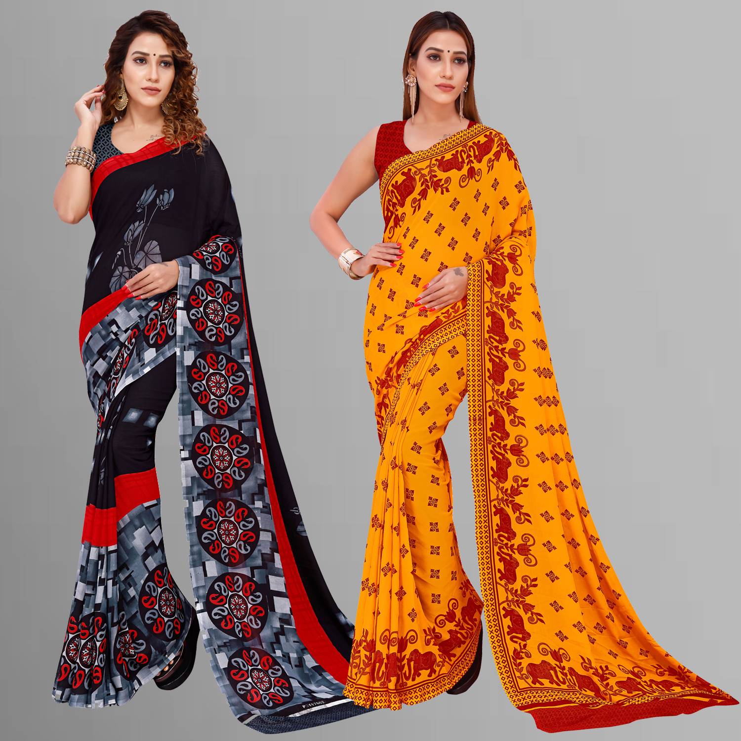 Anand Sarees Geometric Print Daily Wear Georgette Saree