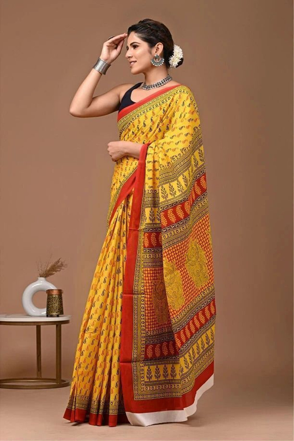 Image of LOVWEAR Printed Ikkat Pure Cotton Saree