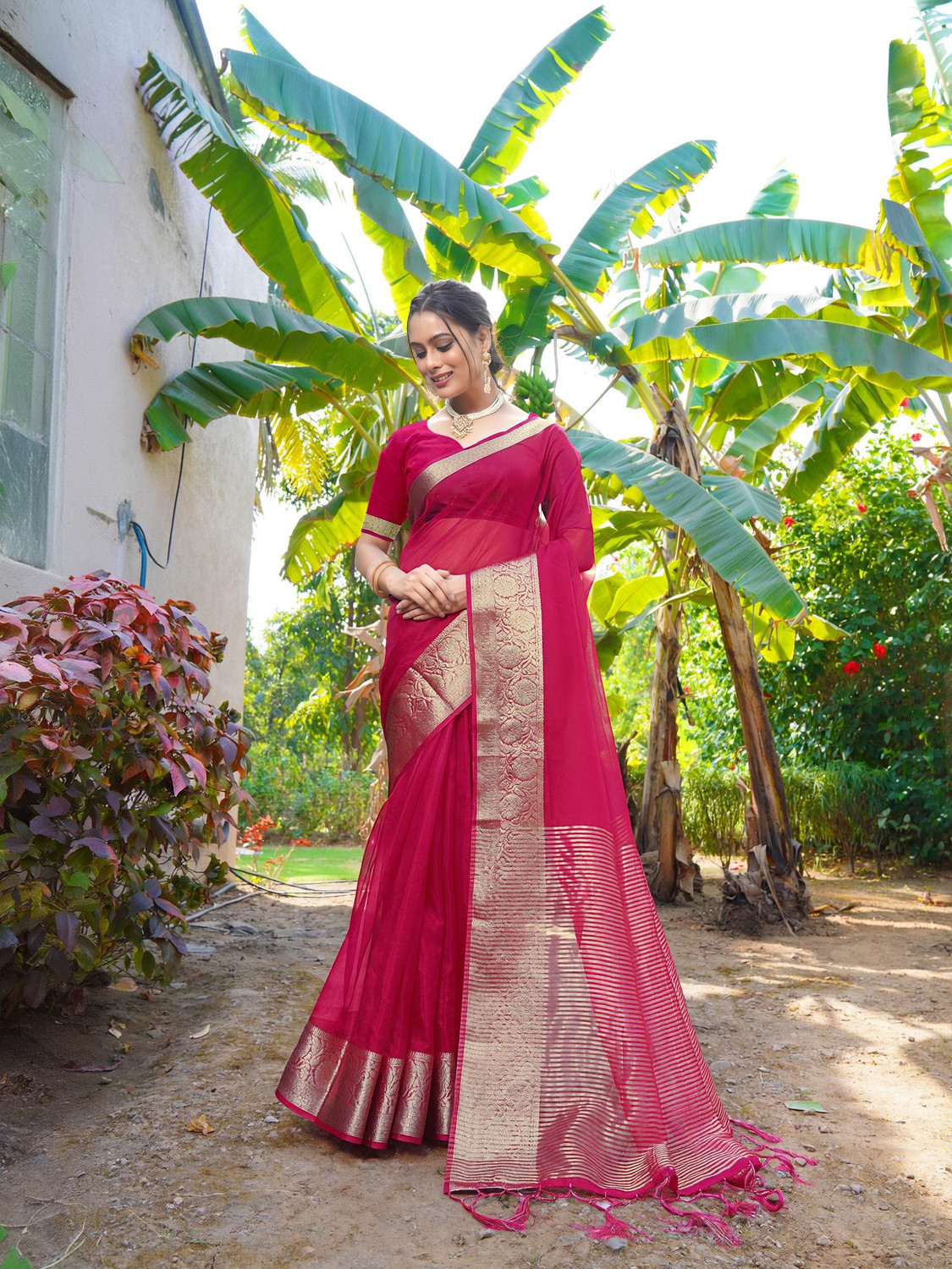 Image of KOTHARI SBT Self Design Bandhani Organza Saree