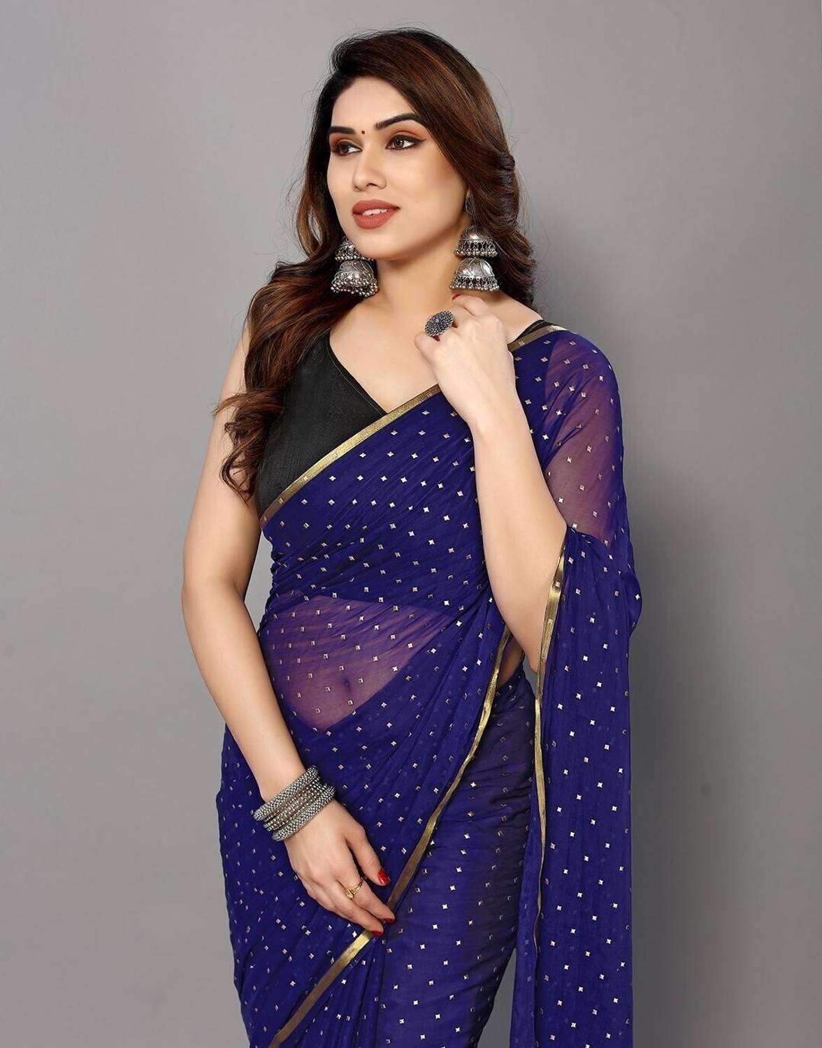 ABRUZZO Embellished Daily Wear Chiffon Saree
