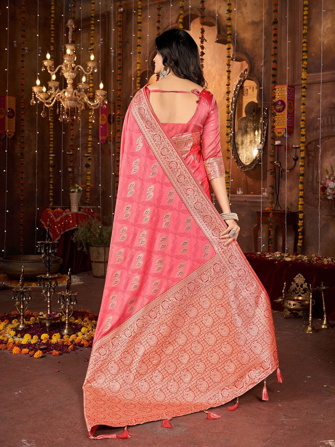 Image of Mehrang Self Design Banarasi Silk Blend Saree