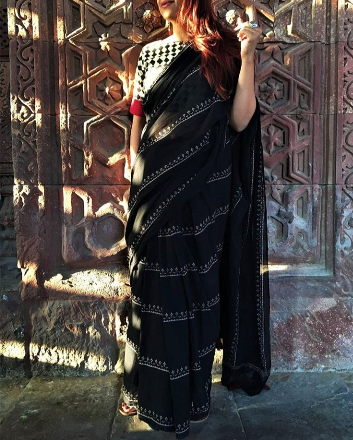 Image of JAIPURI BLOCK PRINT Printed Daily Wear Pure Cotton Saree