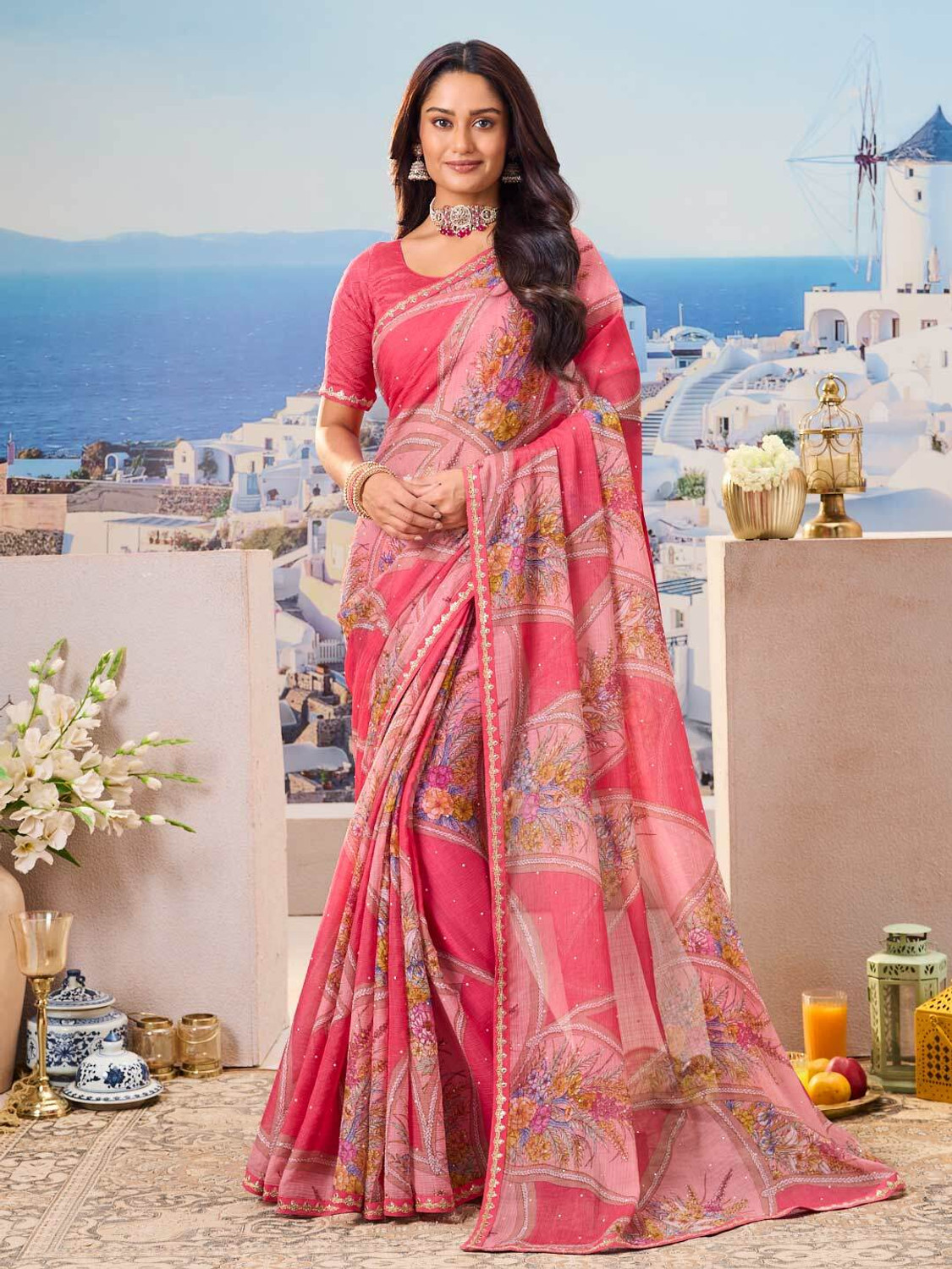Image of Laxmipati sarees Printed Bollywood Chiffon Saree