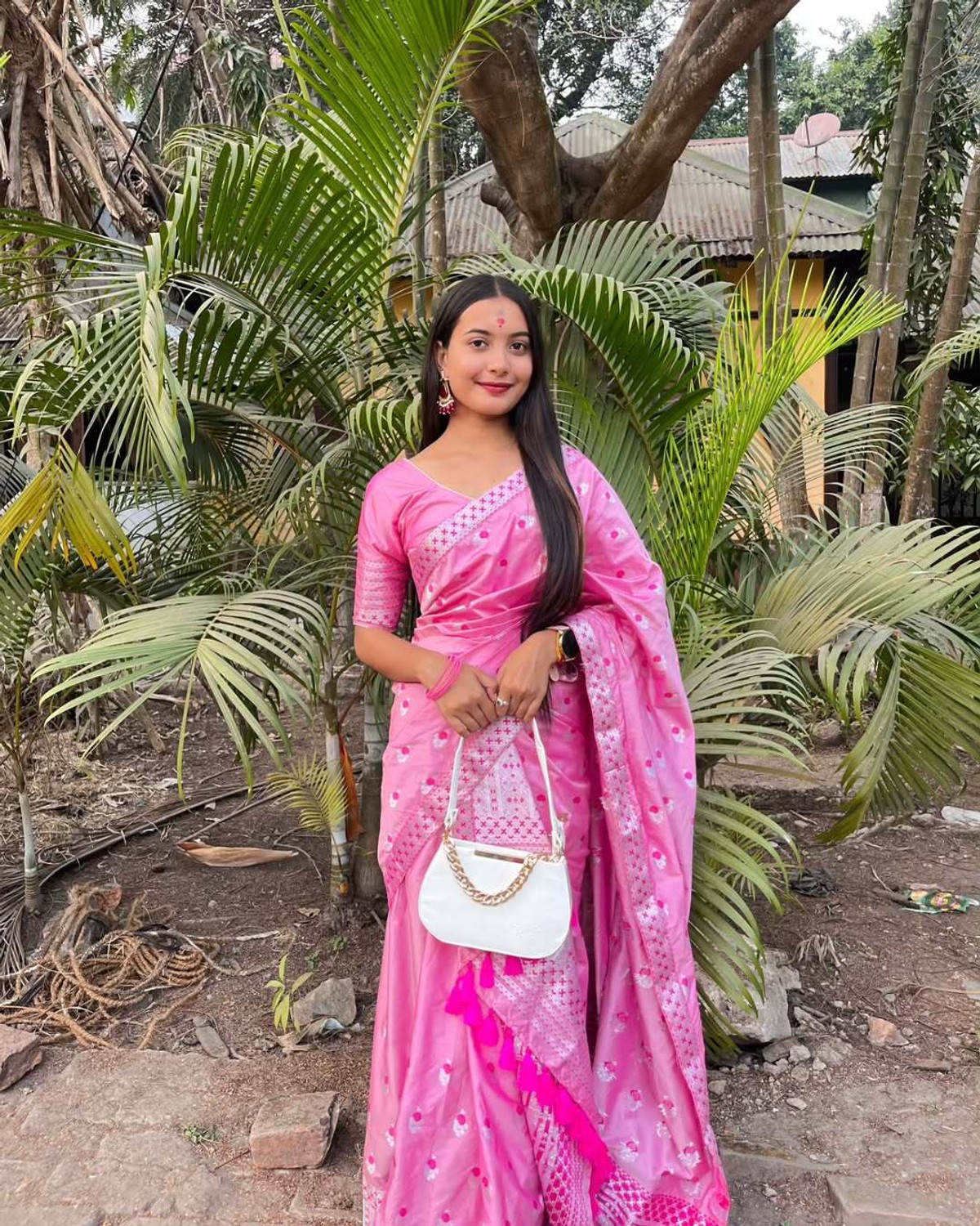 Image of vraj enterprise Woven Mekhela Chador Pure Silk Saree