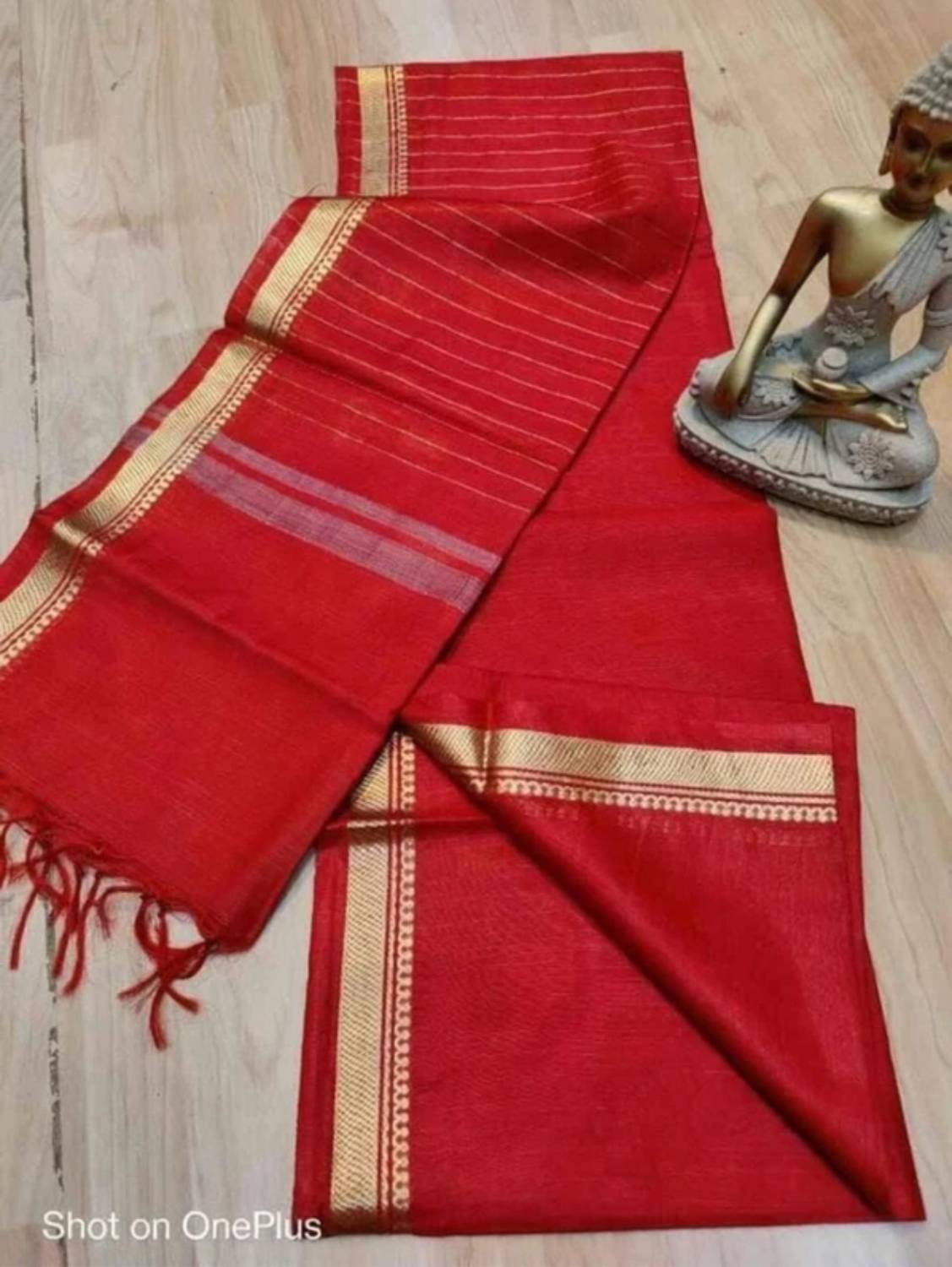 LinenIndia Woven, Self Design Bhagalpuri Cotton Silk Saree