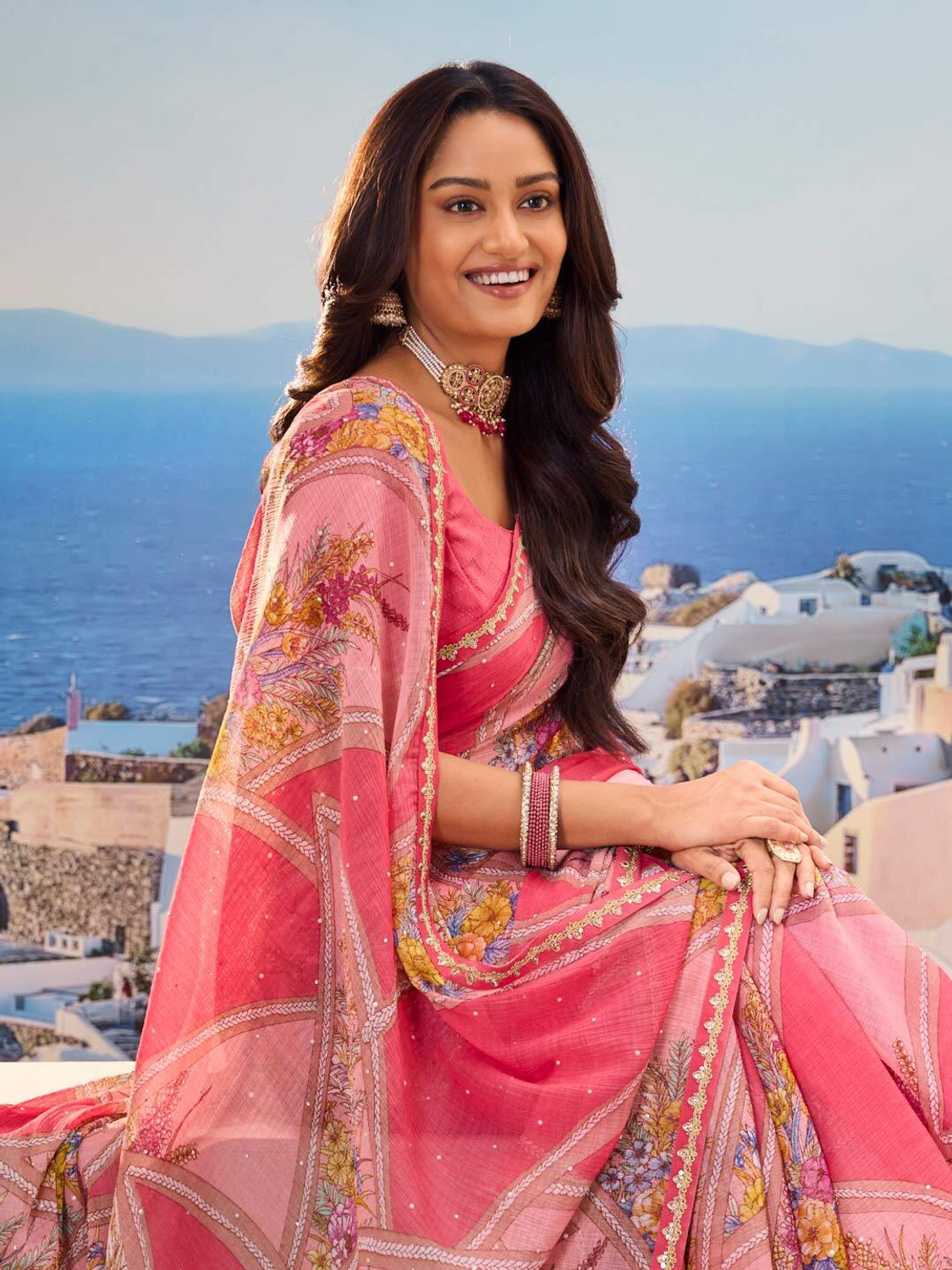 Image of Laxmipati sarees Printed Bollywood Chiffon Saree