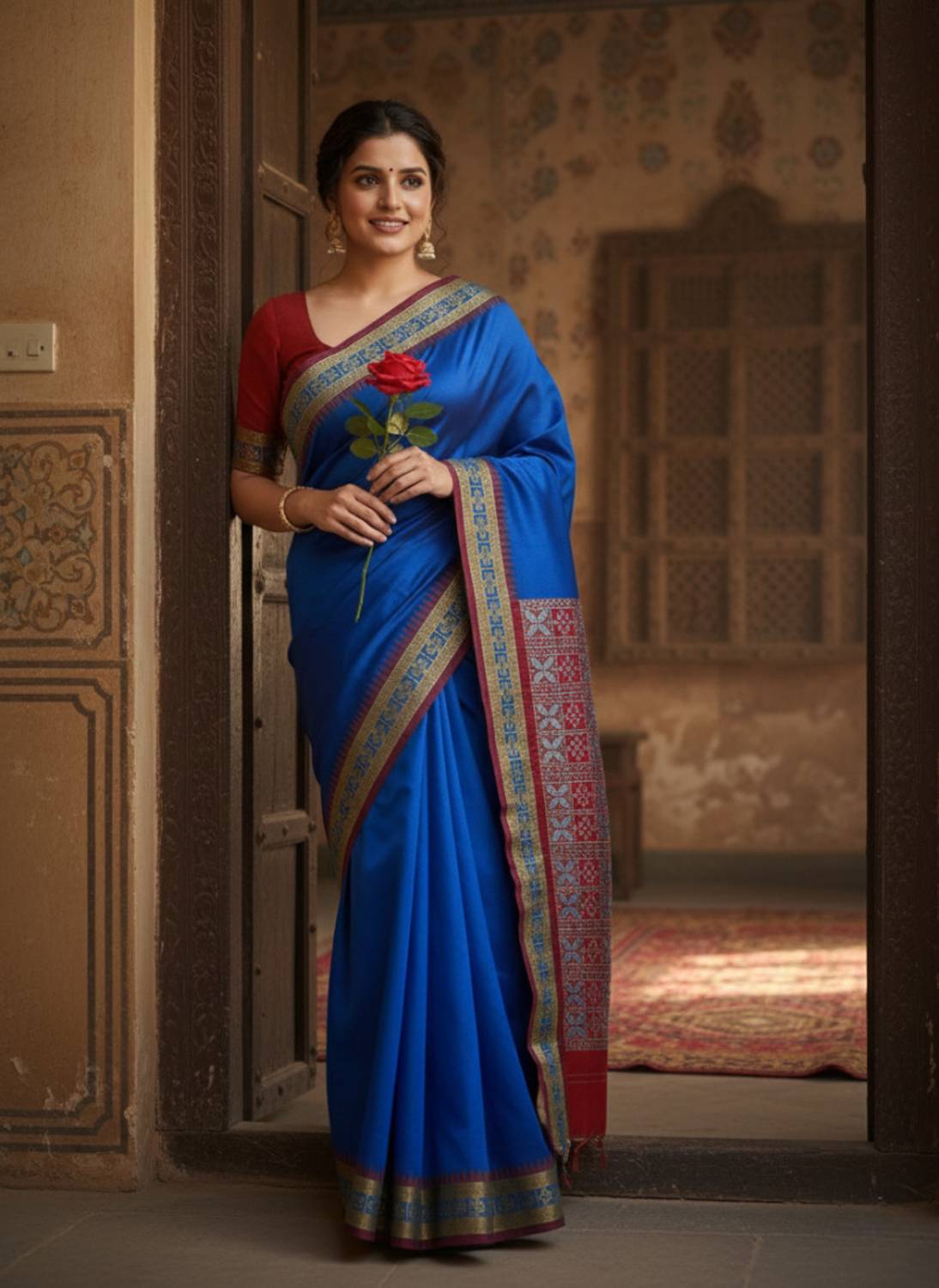 Kingdomsaree Printed Sambalpuri Art Silk Saree