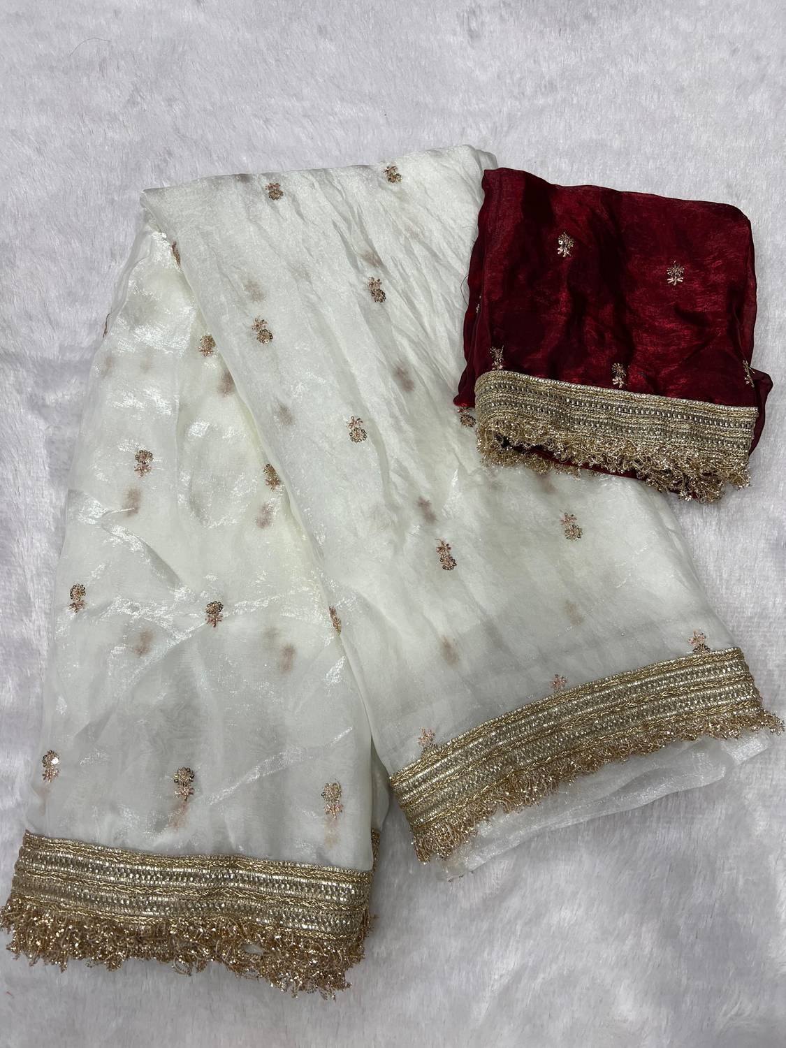 ruhu fashion Embroidered Bollywood Jimi Jimi Sari - Image 1