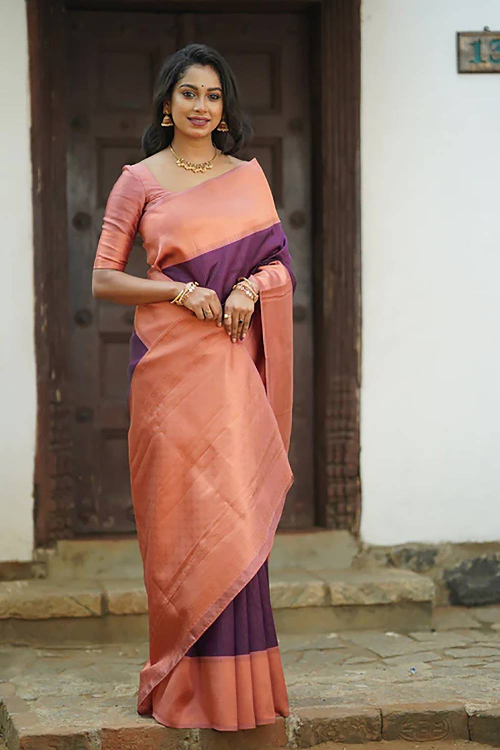 Aldwych Self Design Banarasi Silk Blend Saree