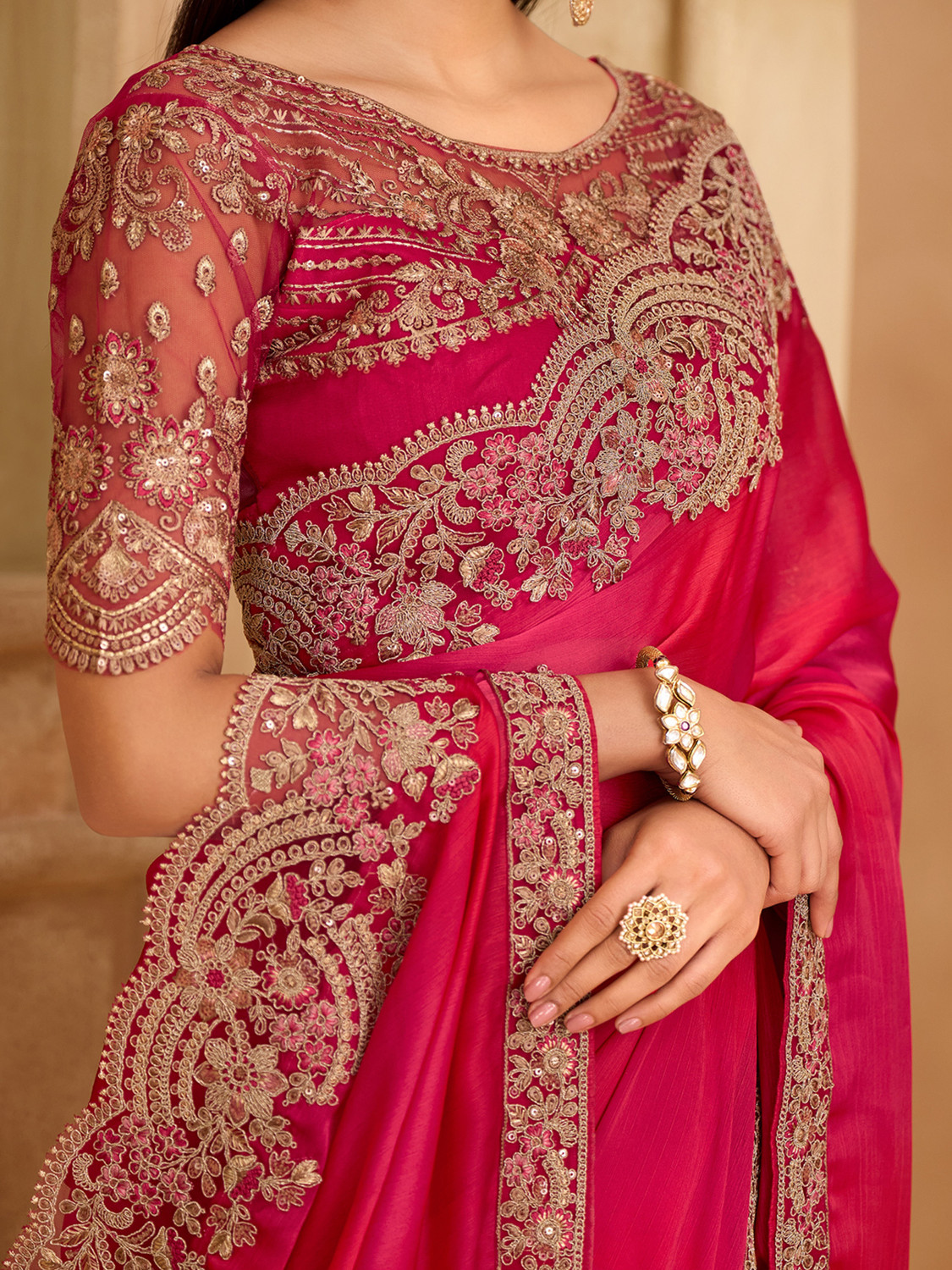 Image of Tasrika Embroidered Bollywood Satin Saree