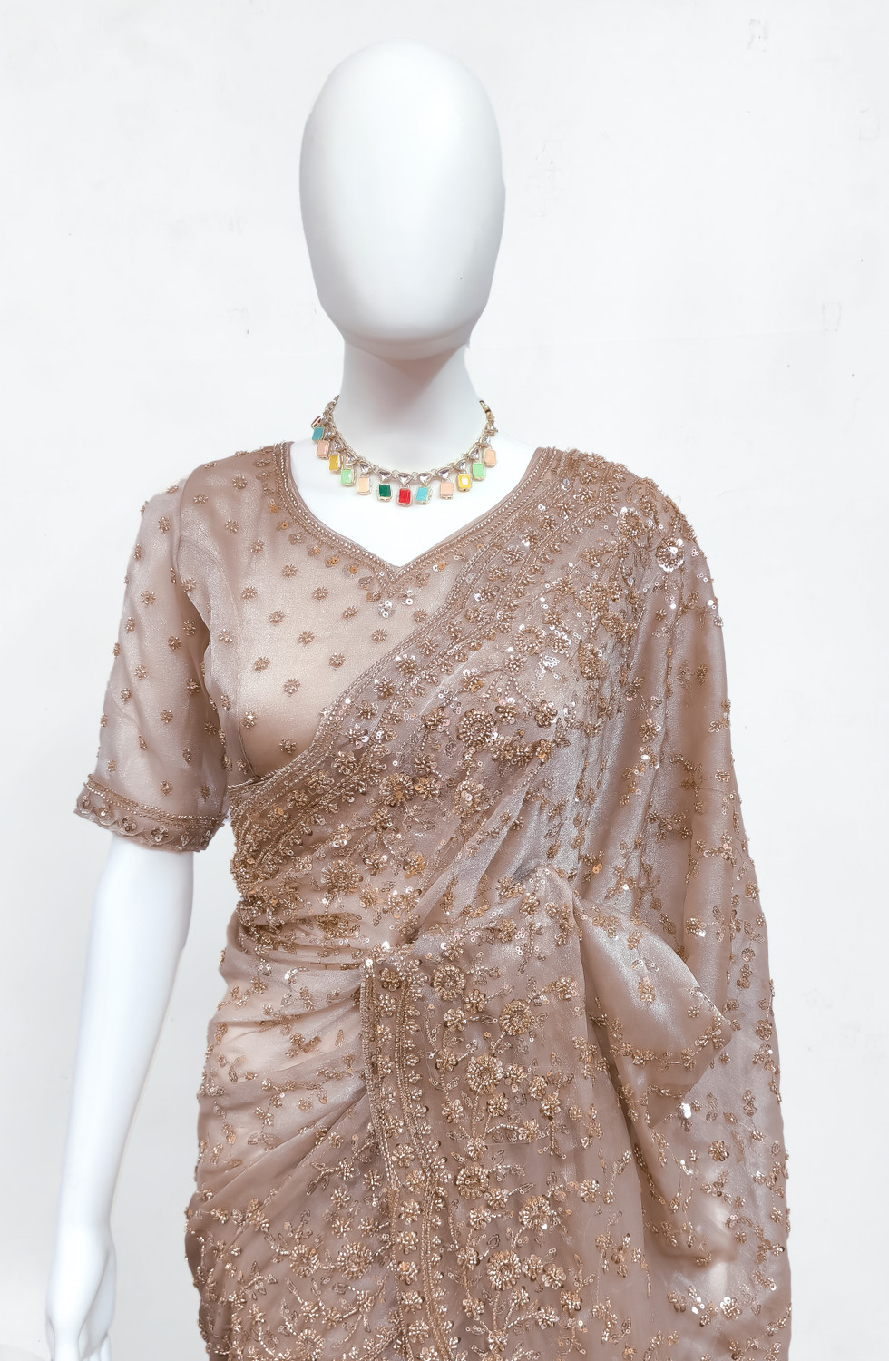 Image of GEZREL Embroidered Bollywood Organza Saree