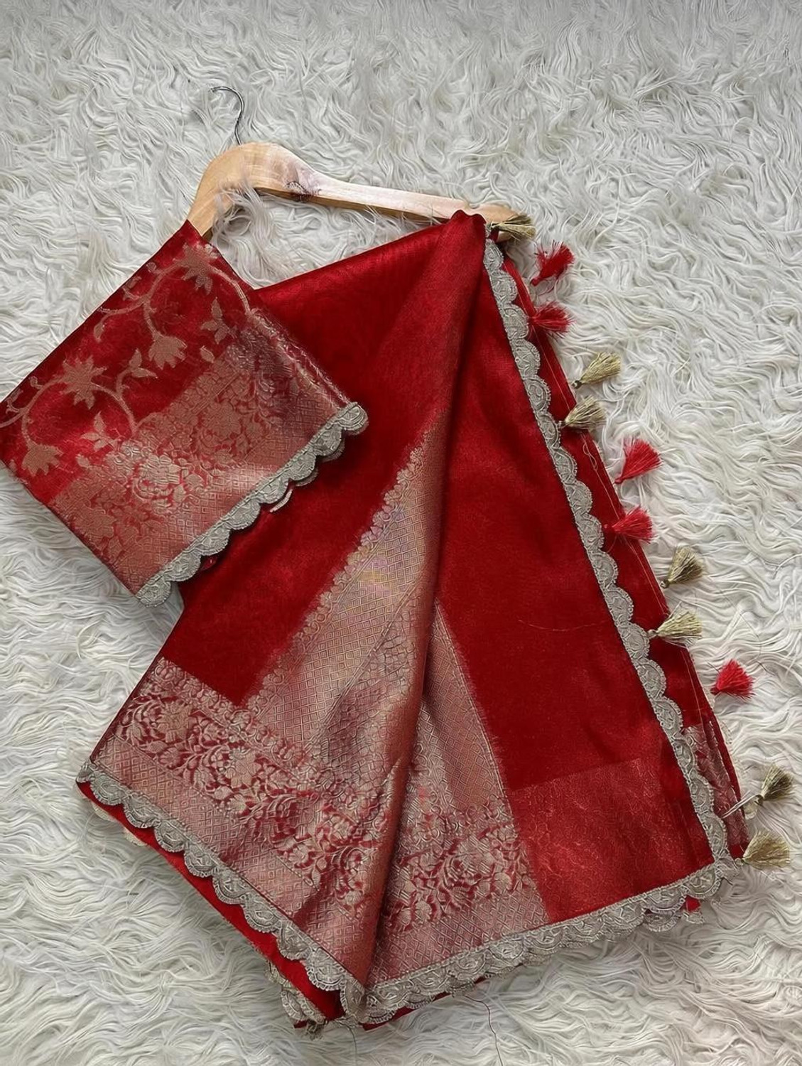 Image of RB Fashion Woven Banarasi Tissue Saree
