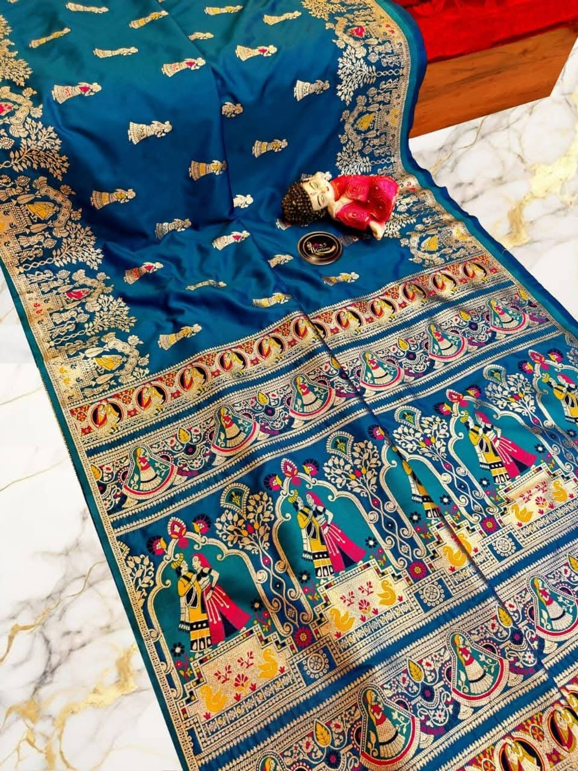 Image of SEMORE Woven, Temple Border Banarasi Art Silk Saree