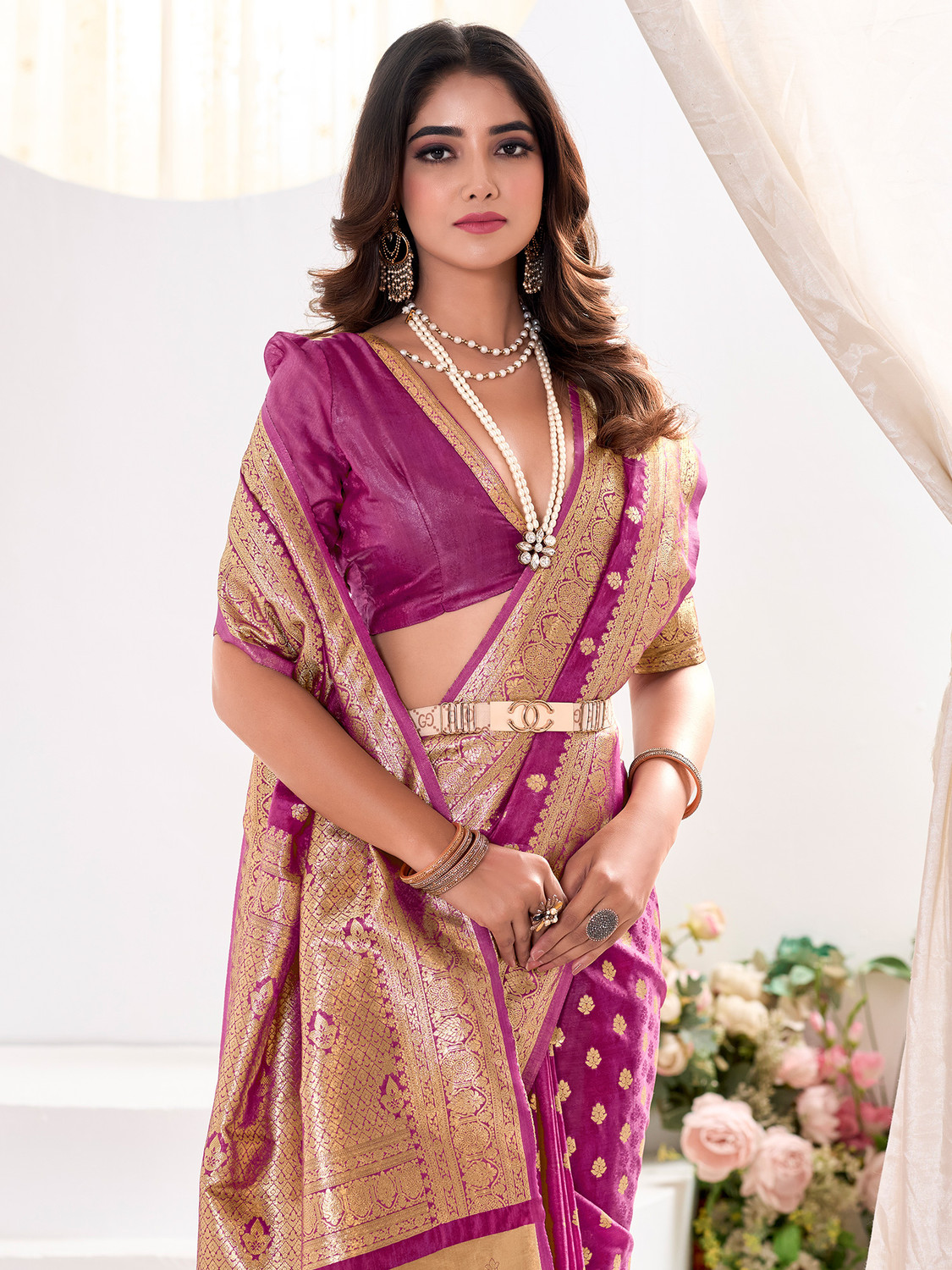 Image of Tasrika Woven Banarasi Silk Blend Saree