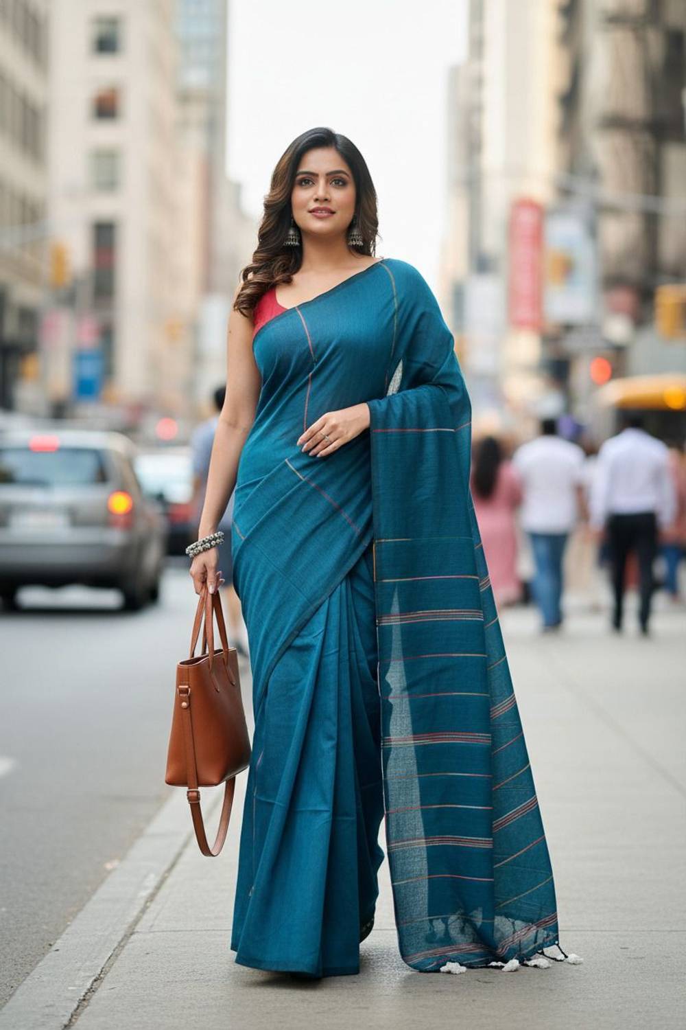 SAREE BOUTIQUE Solid/Plain Handloom Cotton Blend Saree