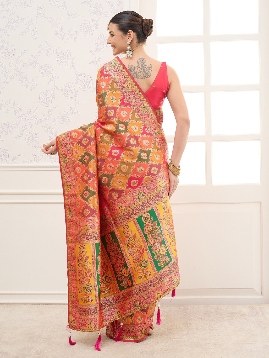 Image of tckty Printed Banarasi Silk Blend Saree