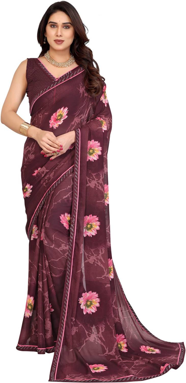 NIRMOHIFASHION Floral Print Bollywood Georgette Saree