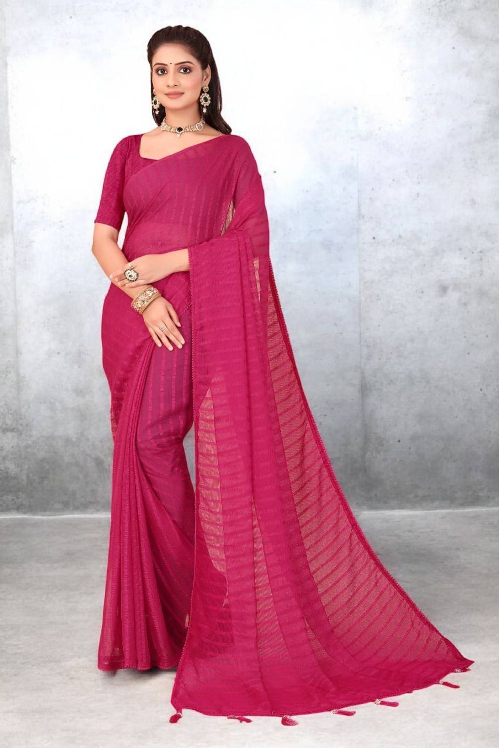 Adroit Management Self Design Bollywood Chiffon Saree