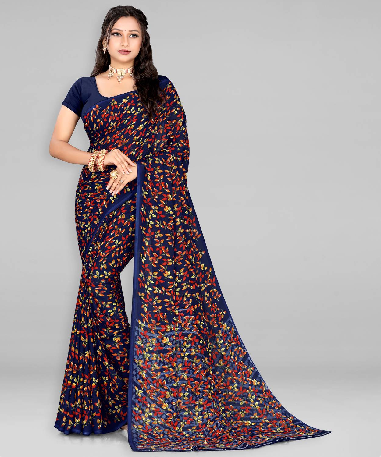 Leelavati Printed Daily Wear Georgette Saree (Blue)