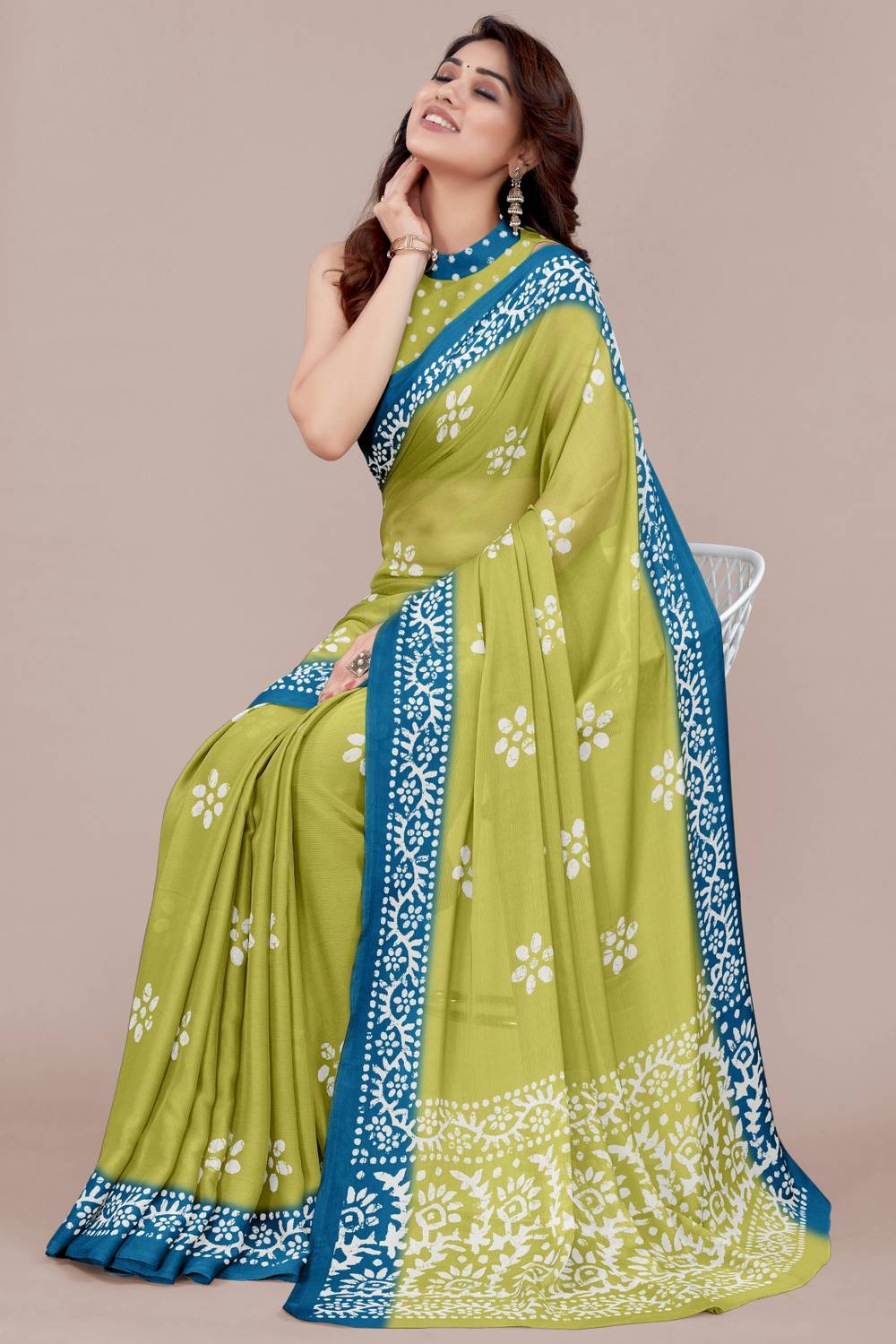 MIRCHI FASHION Printed, Blocked Printed Hand Batik Chiffon, Georg