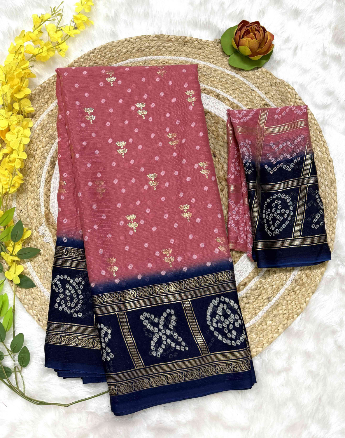 Image of NAJU Printed Bandhani Georgette Saree