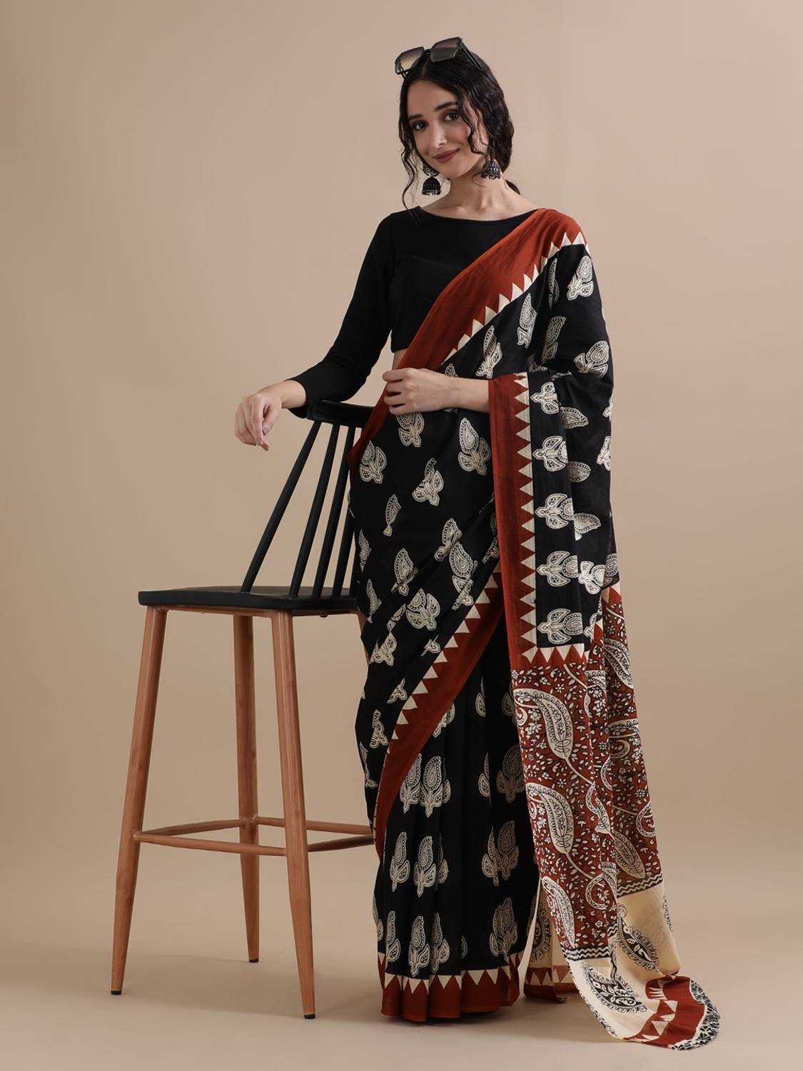 blockpuls Hand Painted Handloom Pure Cotton Saree