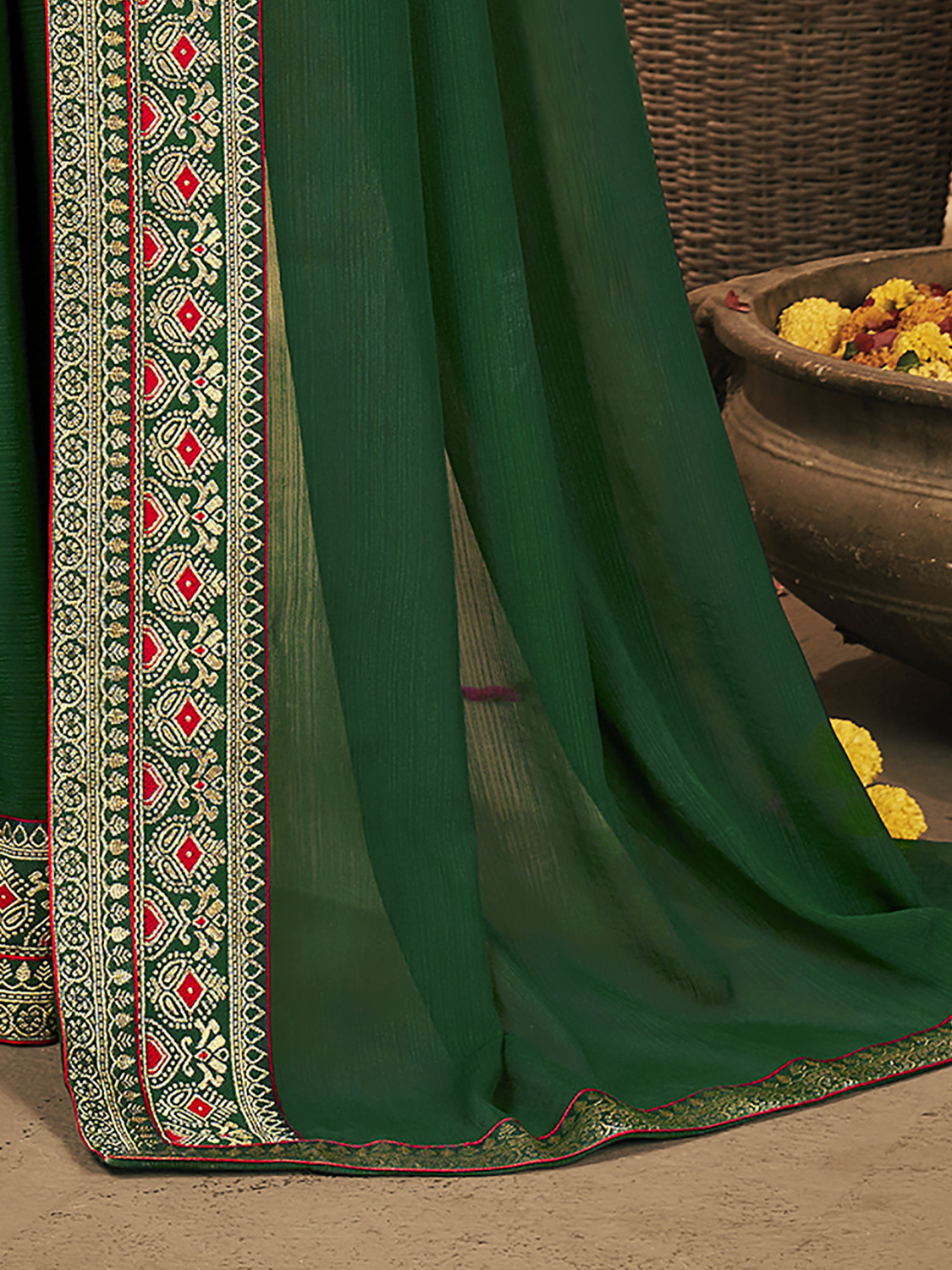 Image of RekhaManiyar Woven, Embroidered, Floral Print Bollywood Georgette Saree