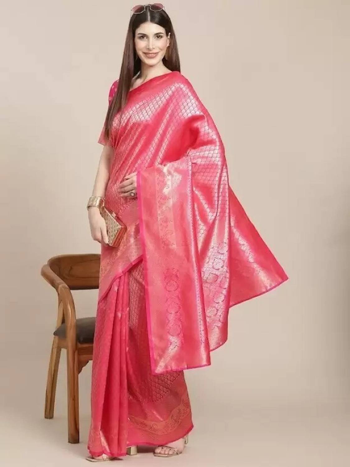 VKARAN Woven Kanjivaram Pure Silk Saree