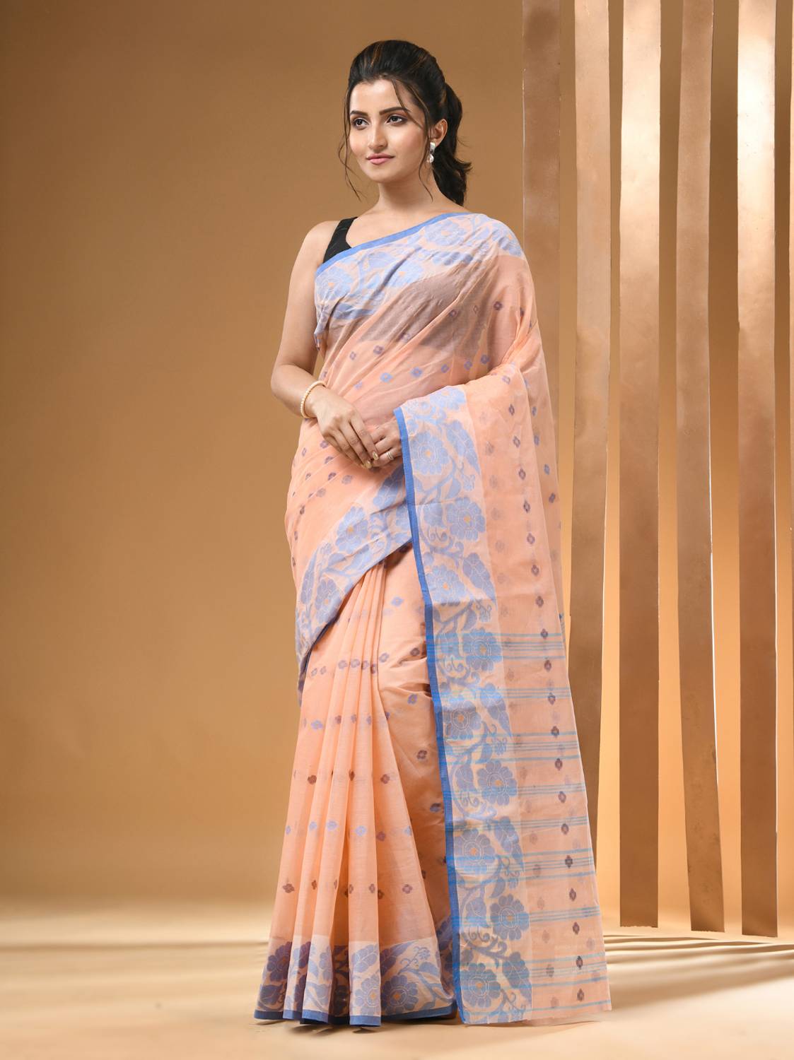 arhi Woven, Floral Print Tant Pure Cotton Saree