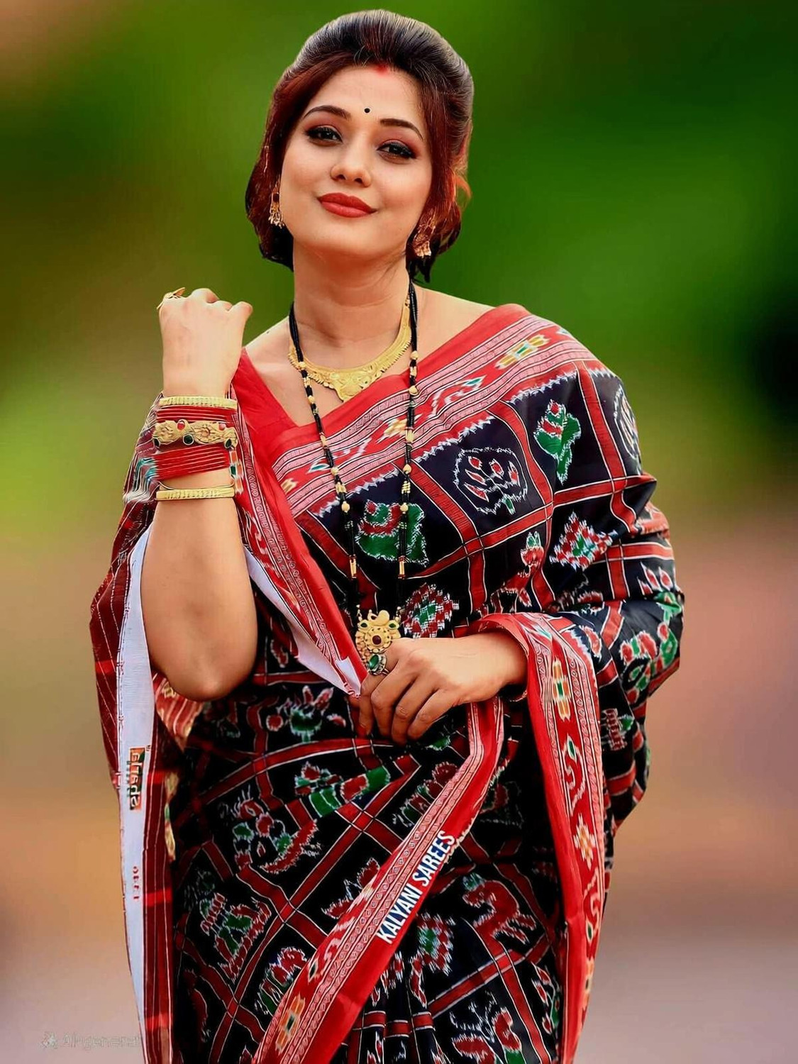 Image of kalyani nx Printed Sambalpuri Pure Cotton Saree