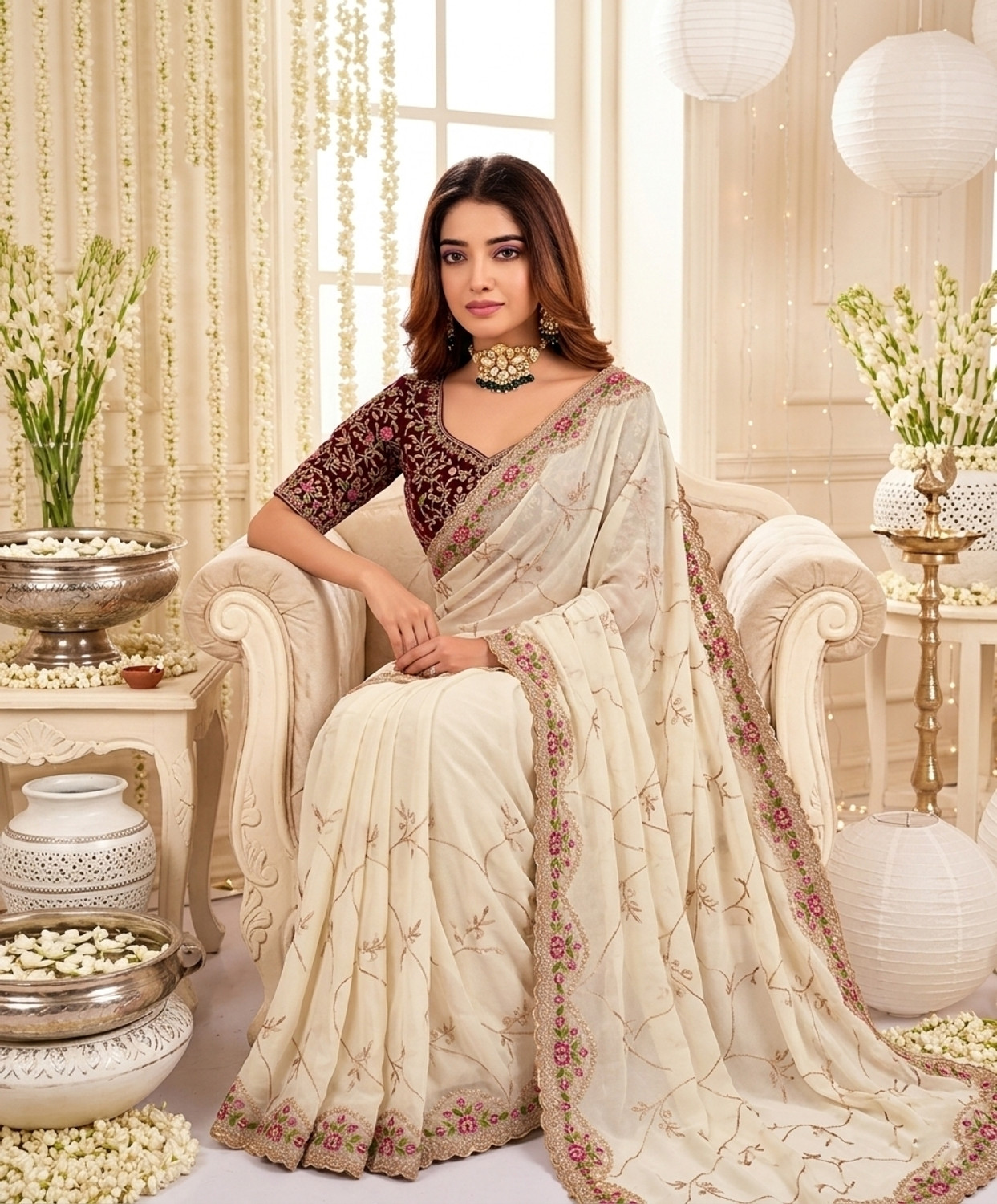 Image of Tasrika Embroidered Bollywood Georgette Saree