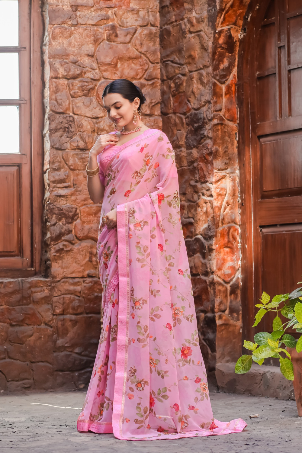 Image of bhavika silk mills Printed Daily Wear Georgette Saree