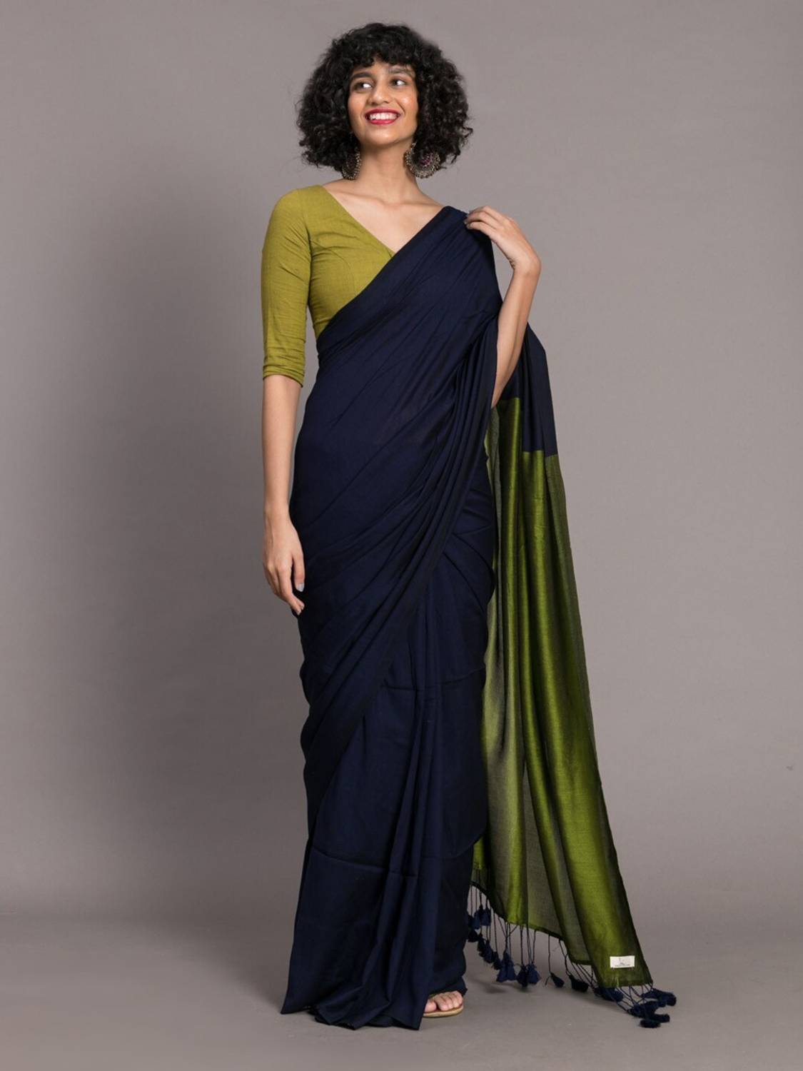 AWRIYA Solid/Plain Bollywood Pure Cotton Saree