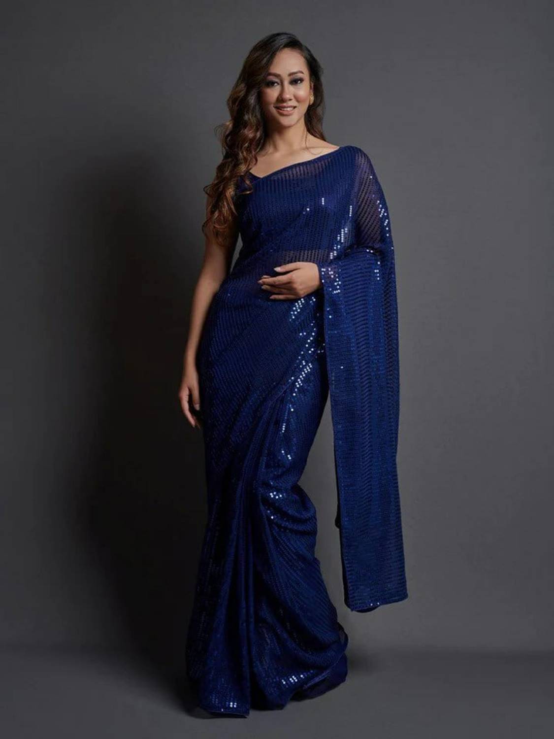 BOONGLAOOWEAR Embellished Bollywood Georgette Saree