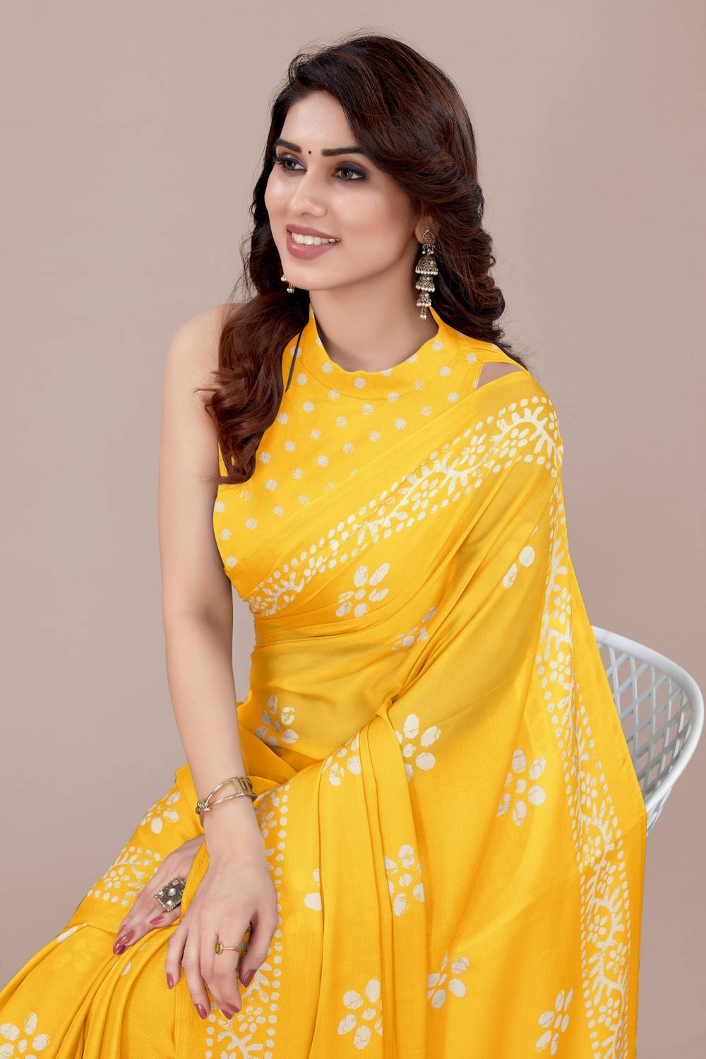 MIRCHI FASHION Printed, Blocked Printed Hand Batik Chiffon, Georg