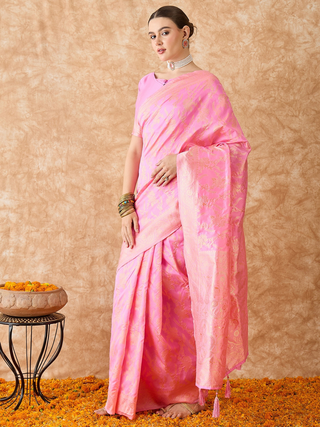 Image of HERE&NOW Embellished Bollywood Silk Blend Saree