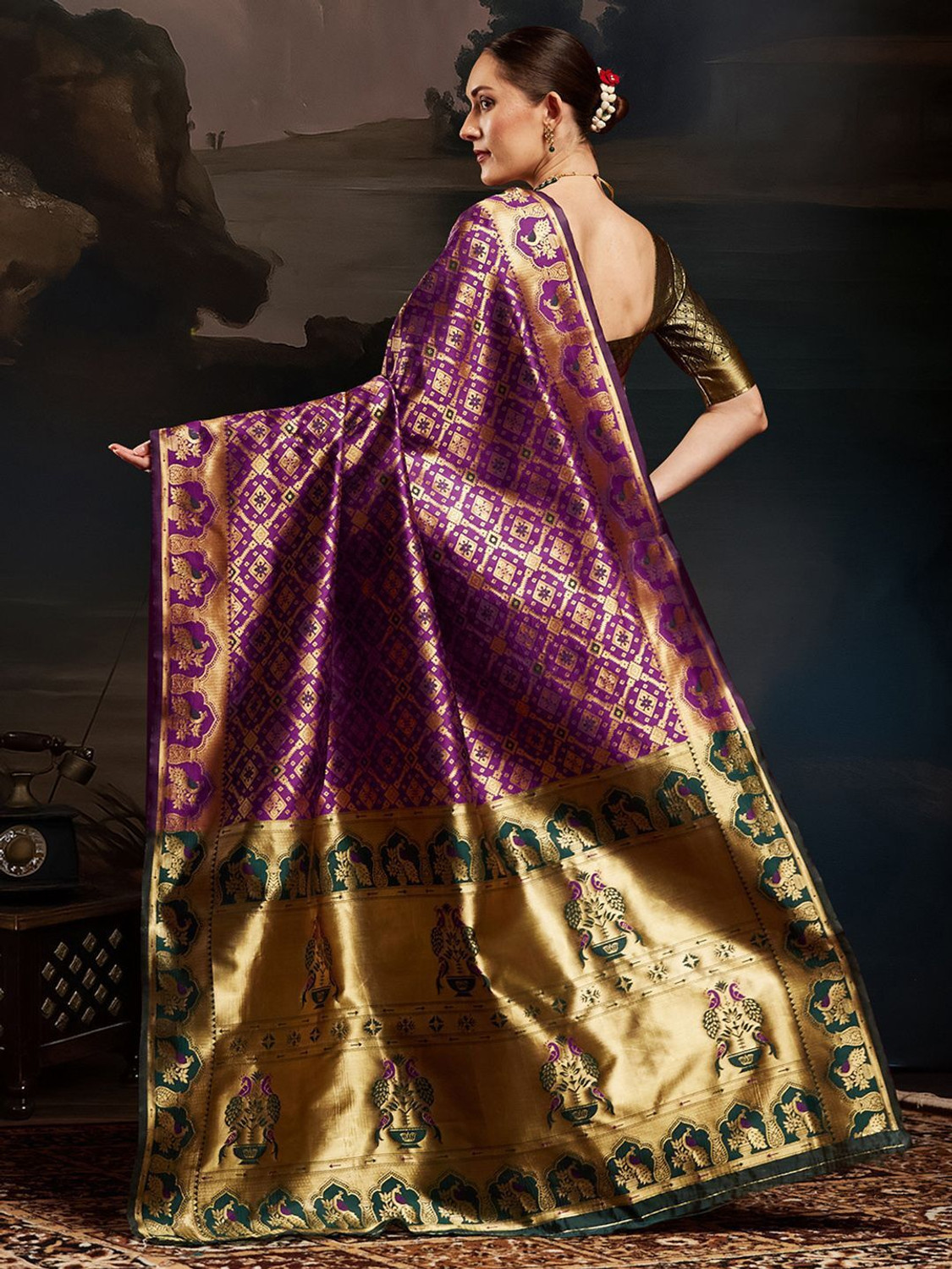 Image of House of Pataudi Woven Kanjivaram Silk Blend Saree