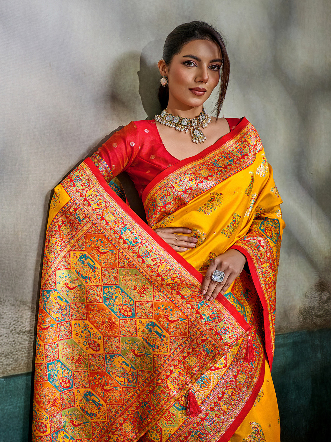 Image of Pbs Prints Printed Banarasi Satin Saree
